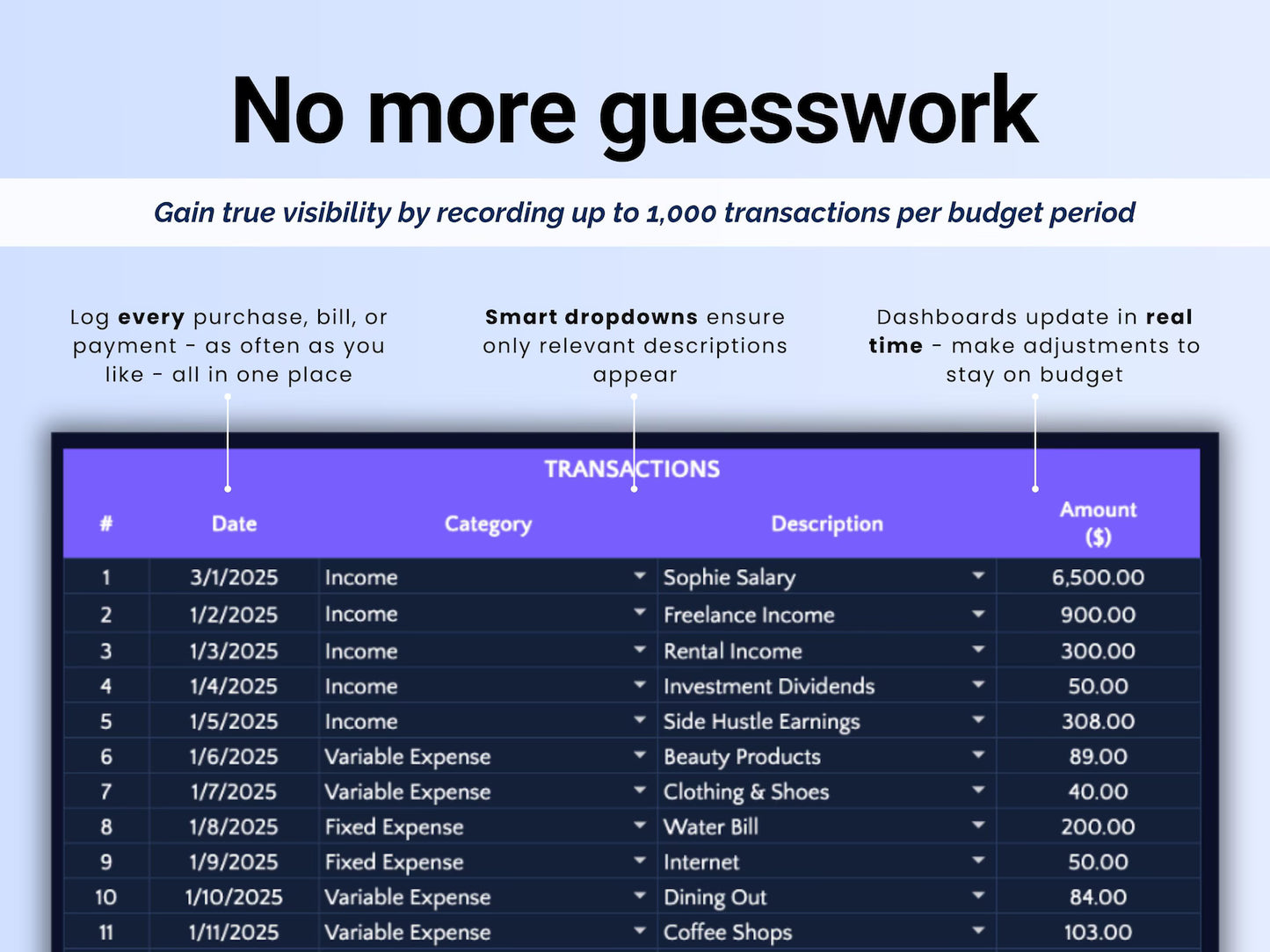 Monthly Budget For Google Sheet & Excel Spreadsheet